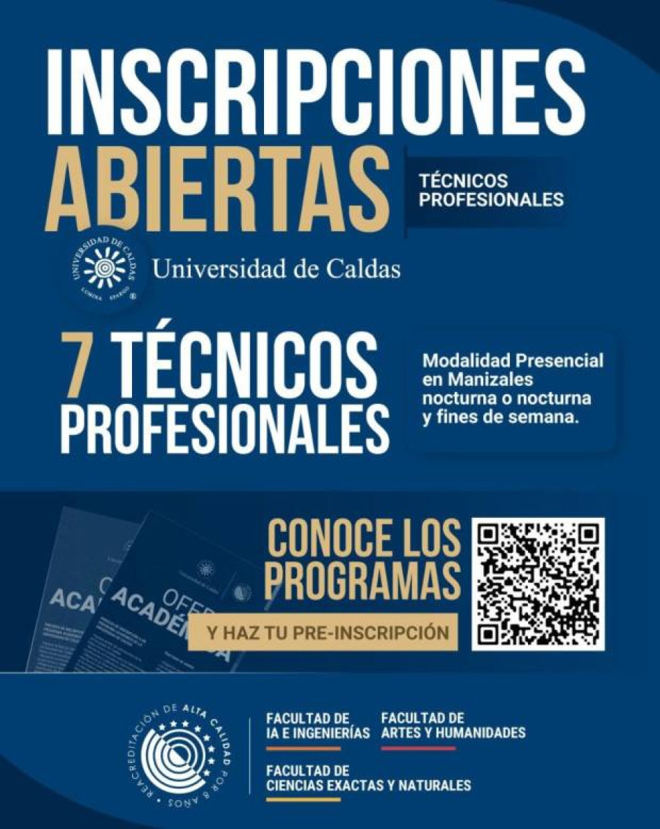 Imagen I Cortesía Universidad de Caldas I LA PATRIA  La Universidad de Caldas expone que los técnicos están diseñados para brindar a los estudiantes las habilidades y conocimientos necesarios para insertarse en el mercado laboral.