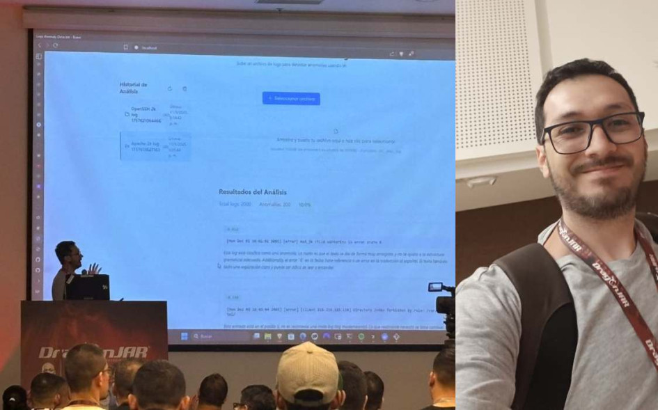 Cristian Tangarife Galves durante la presentación del reto en IA. 