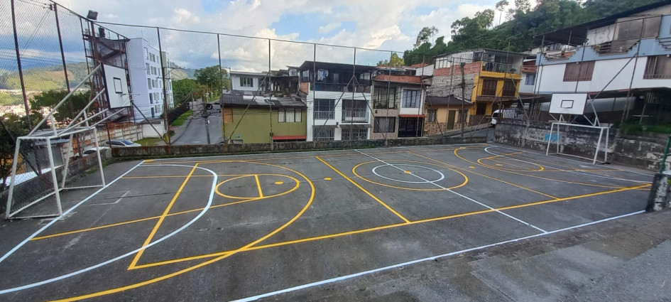 Así quedó la demarcación de la cancha en el barrio Panorama, luego de los trabajos realizados el pasado 2 de septiembre.