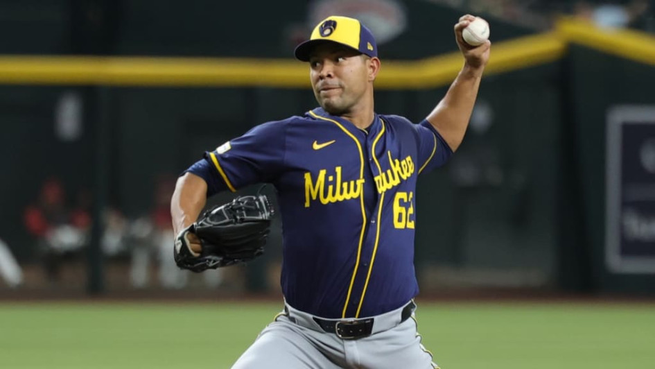 José Quintana, lanzador de los Milwaukee Brewers, en la Liga Mayor de Béisbol de Estados Unidos.