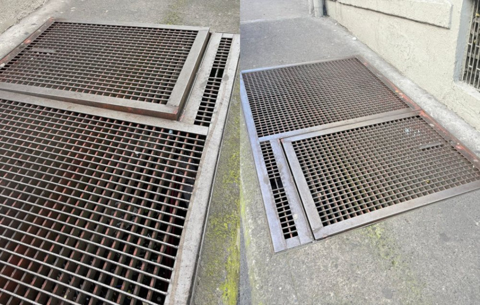 Así estaba la reja levantada. Con el mantenimiento ya quedó más segura.