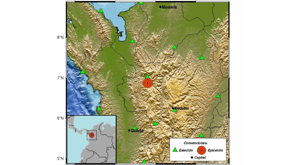 El epicentro del sismo fue Uramita (Antioquia). Ocurrió a las 2:12 a. m. y tuvo una magnitud de 5.1.
