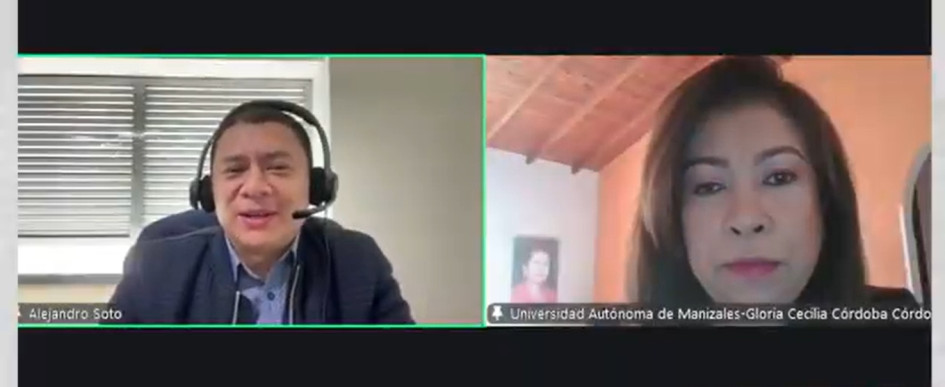 Diego Alejandro Soto Herrera, director de la Biblioteca y Centro de Recursos de la Universidad de Manizales y Gloria Cecilia Córdoba, coordinadora de la Biblioteca Alonso Borrero Cabal de la Universidad Autónoma. 