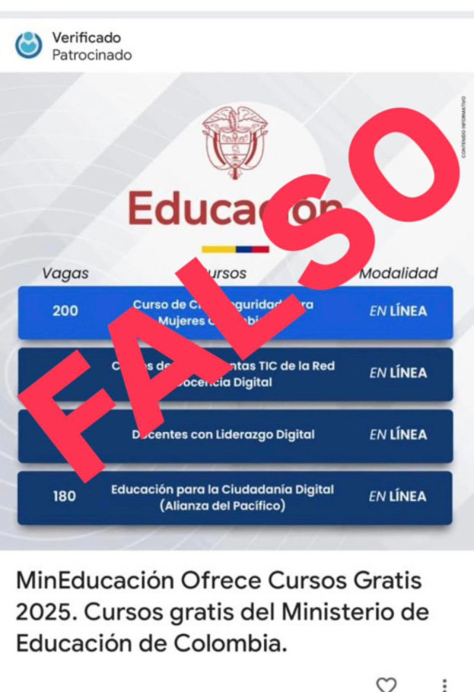 Imágenes I Tomadas del MEN I LA PATRIA  No te dejes engañar con falsas ofertas de cursos y convocatorias laborales.  El Ministerio de Educación Nacional.