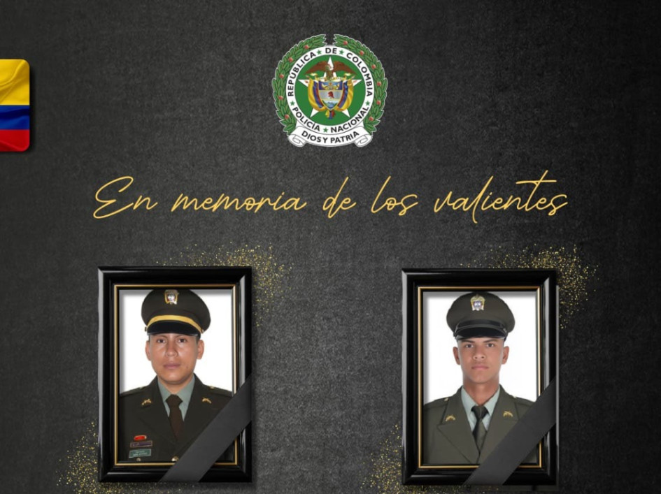 Jaime Moreno y Juan David Pérez, los policías asesinados este miércoles.