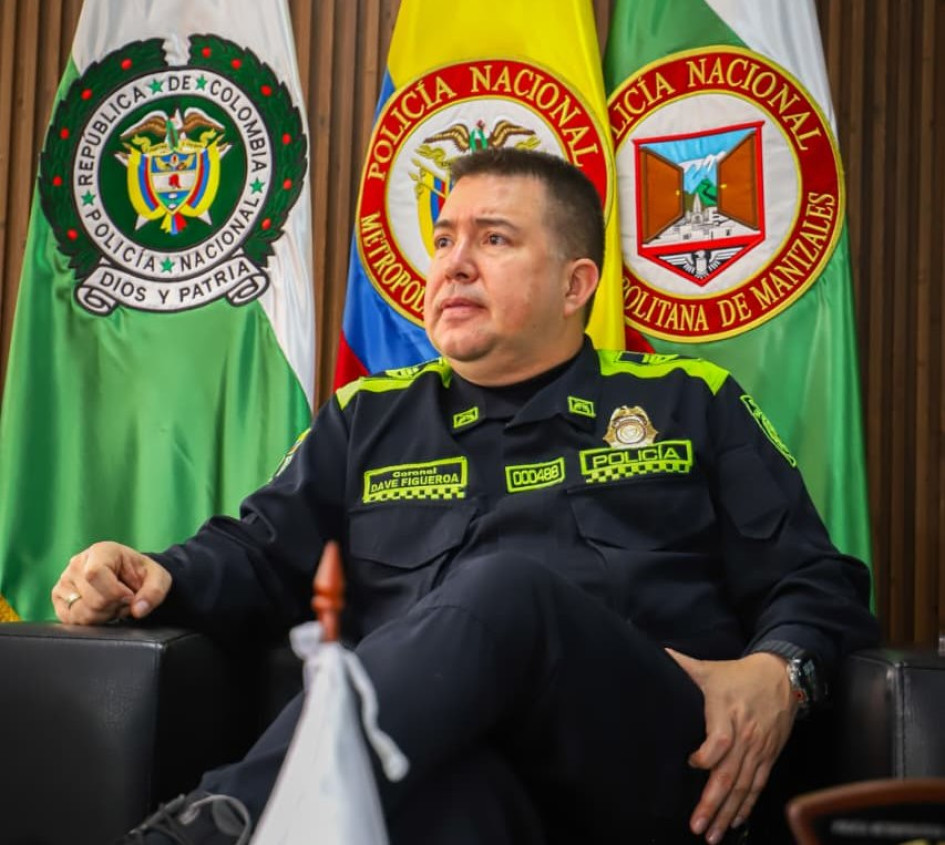 Foto| LA PATRIA Coronel Dave Anderson Figueroa Castellanos, comandante de Policía Metropolitana de Manizales y Villamaría.