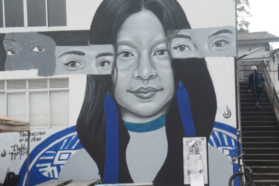 Mural ubicado en la sede Micaela de la Universidad de Caldas, en el campus central. 