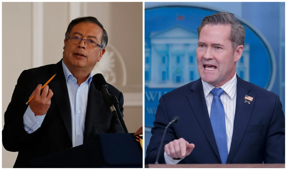 Gustavo Petro (izq.), presidente de Colombia, y Mike Waltz, representante de Estados Unidos ante el Consejo de Seguridad de la ONU.
