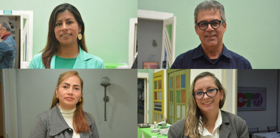 Érika Milena Muñoz Villarreal, Luis Fernando Acebedo Restrepo, Nora Milena Contento Castaño y Yalile García Calle, los candidatos a la Cámara por Caldas por el Pacto Histórico