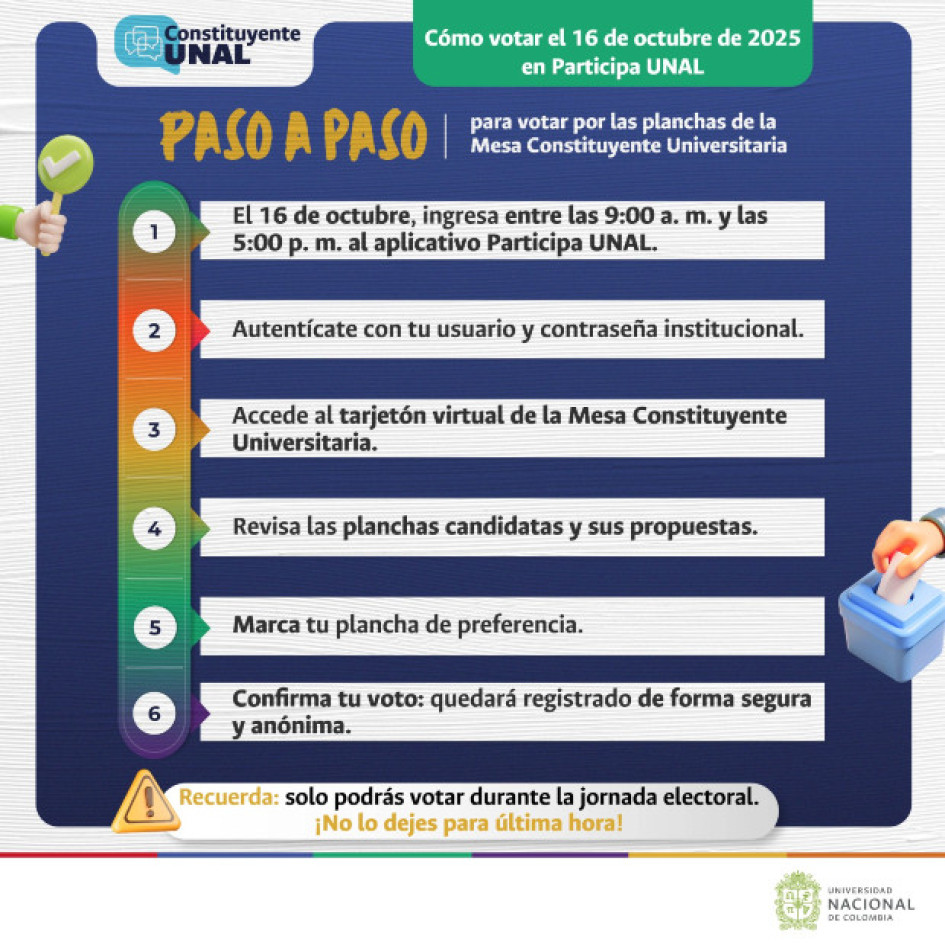 Imágenes I Cortesía Unal I LA PATRIA  Estudiantes, docentes, administrativos y egresados participarán este jueves 16 de octubre del 2025 en la elección de representantes a la Mesa Constituyente Universitaria (Mecun) de la Universidad Nacional.