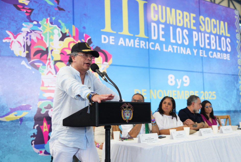 Gustavo Petro hablando este sábado en Santa Marta (Colombia).