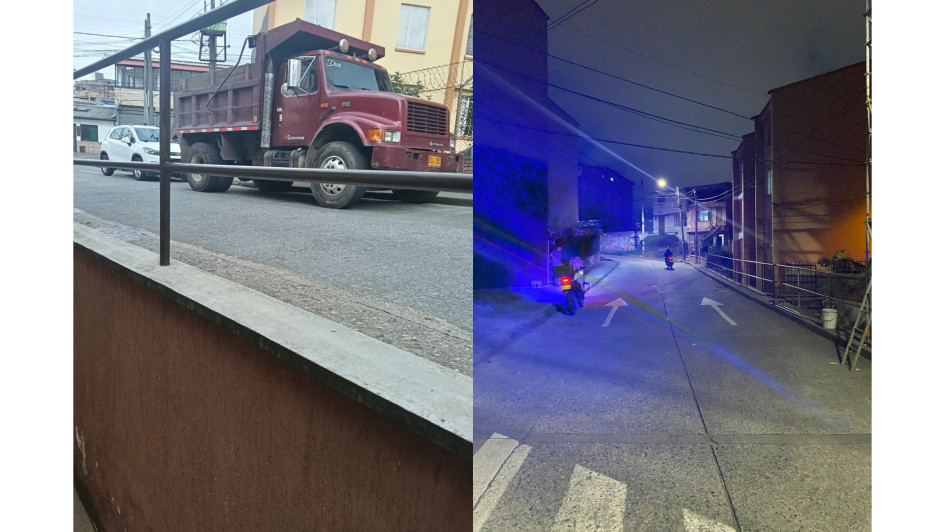 Esta era la volqueta mal estacionada en el barrio Villa Nueva. En la noche del pasado miércoles quedó despejada la vía.