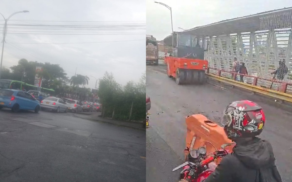 Por obras en el viaducto César Gaviria Trujillo, hay trancón.