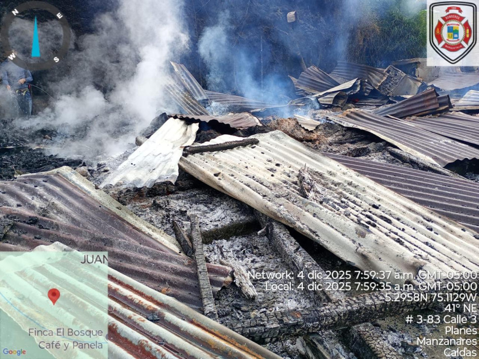El incendio reportado por Bomberos.