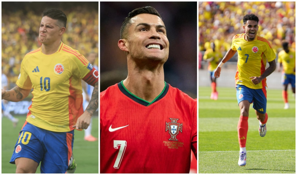 James Rodríguez, Cristiano Ronaldo, Luis Díaz.