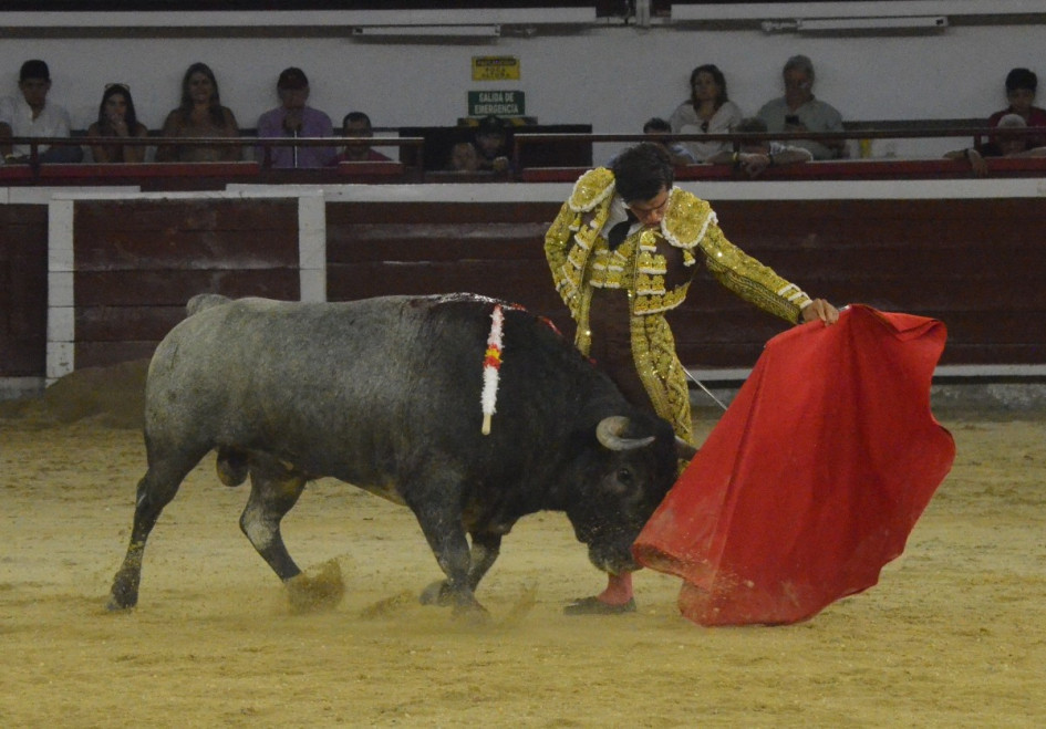 Faena del venezolano Jesús Enrique Colombo al toro Mochuelo, de la ganadería Salento, en la última corrida de la Feria de Cali, que los dejó a él y al mexicano Luis David Adame como triunfadores de la temporada. El manizaleño José Arcila no obtuvo premios.
