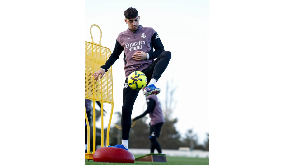 El uruguayo Federico Valverde en el entrenamiento luego del descanso de Navidad. 