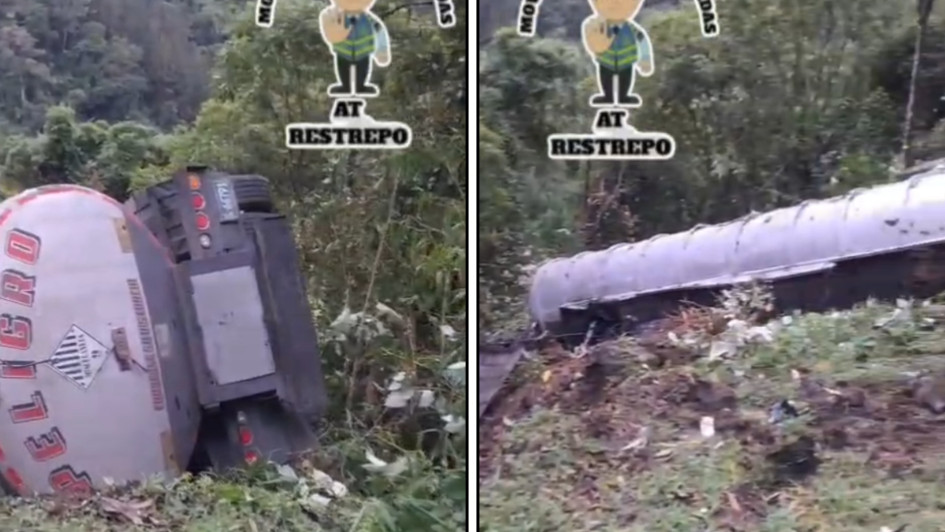 En la mañana de este jueves (18 de diciembre) se reporta un accidente de tránsito en la vía Manizales-Bogotá, donde un camión cisterna se salió de la ruta.
