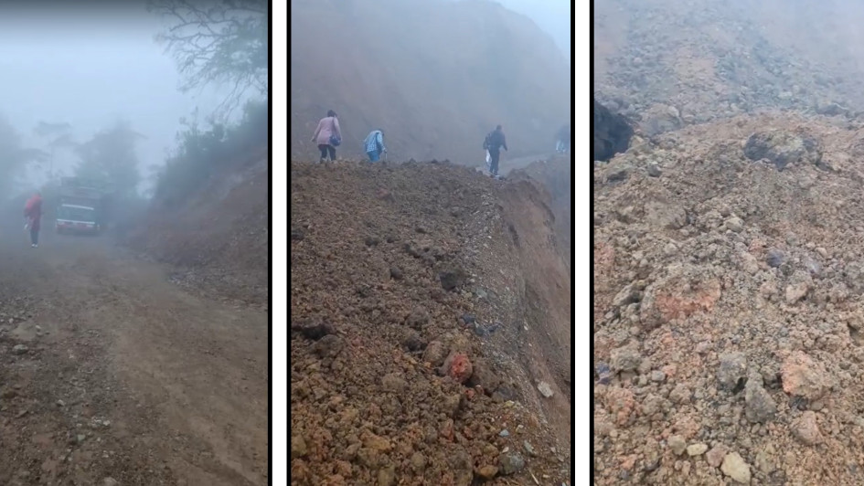Un derrumbe mantiene cerrado el paso en una vía del Norte de Caldas, en la mañana de este viernes (19 de diciembre).
