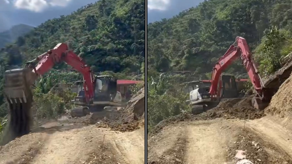 Así despejan el derrumbe que tapó la vía entre Risaralda (Caldas) y la vereda La Rica, de Anserma. Siete veredas están afectadas desde hace dos meses. 