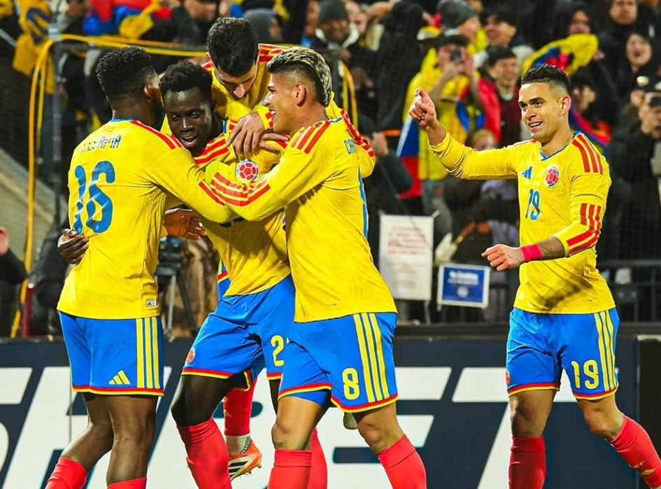 Los jugadores de la Selección Colombia celebran un gol en la victoria 3-0 ante Australia, en partido amistoso de preparación para el Mundial del 2026, disputado en noviembre.