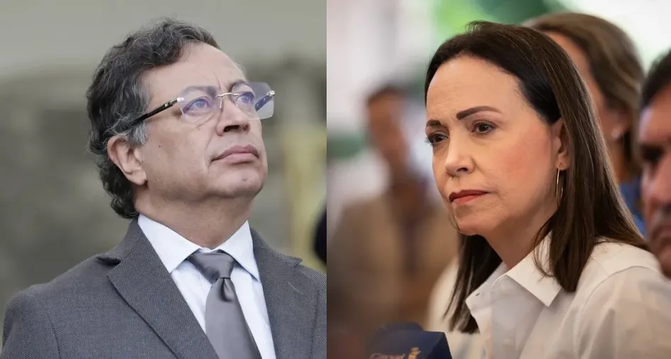 Gustavo Petro, presidente de Colombia, y María Corina Machado, líder opositora de Venezuela.