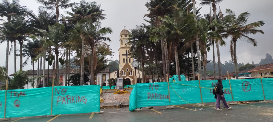 El parque principal de Salento inició obras de renovación con recursos de regalías.