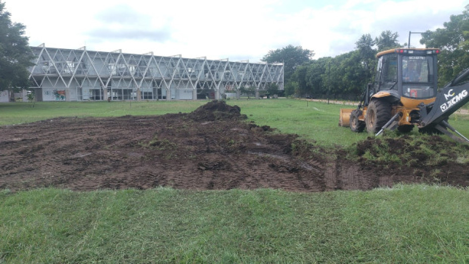 Fotos I Cortesía U. de Caldas I LA PATRIA  Esta sede de la Universidad de Caldas avanza en la construcción de una moderna cancha múltiple para diversos deportes.