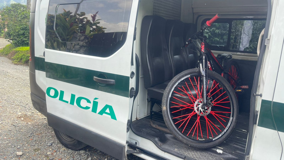Bicicleta recuperada por las autoridades de Caldas
