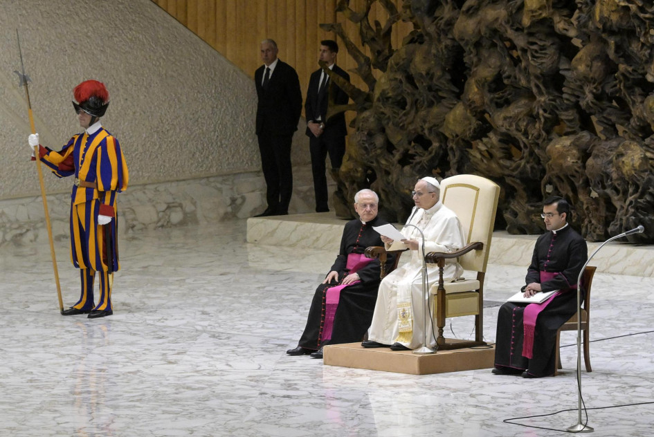 El papa León XIV presidió la audiencia general semanal en el Aula Pablo VI de la Ciudad del Vaticano, este miércoles.