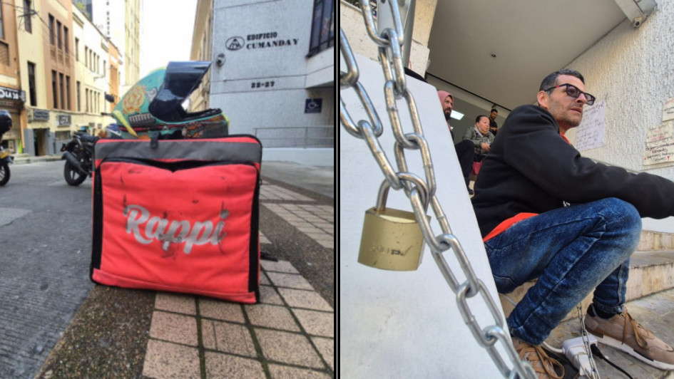 Un repartidor manizaleño estuvo cinco días en huelga de hambre y se había encadenado para protestar. Una sindicalista denuncia amenazas, la Alcaldía asegura que ofrece garantías para las manifestaciones.