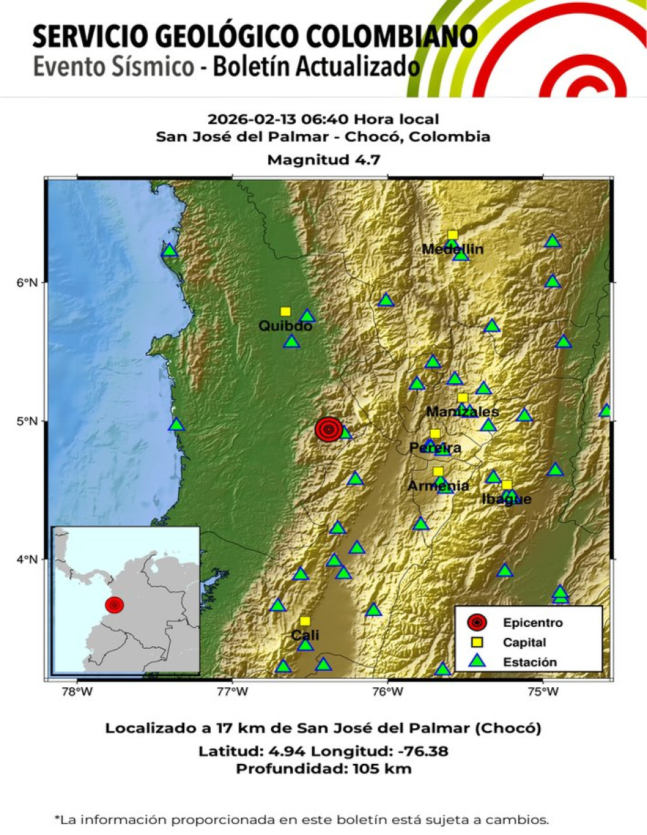 Sismo de magnitud 4.7 se sintió en el Eje Cafetero en la mañana de este viernes