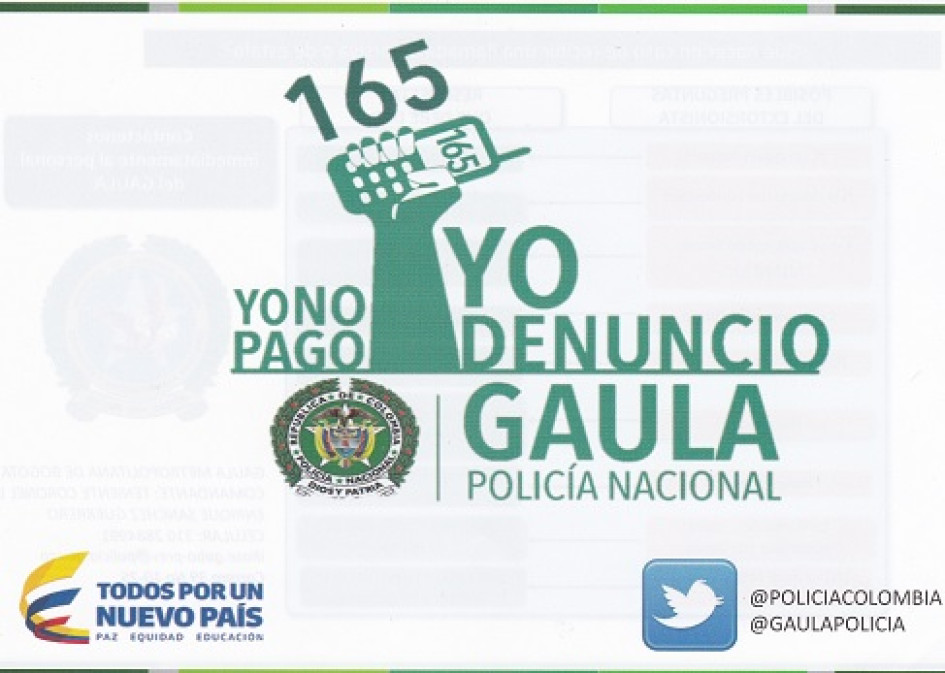 Foto| Gaula|LA PATRIA  No pague las extorsiones, dé a conocer los hechos a las autoridades y llame a la línea 165 del Gaula donde lo orientaran sobre lo que debe hacer. 