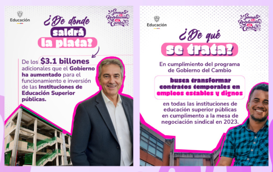 Foto I Imagen tomada del MEN I LAPATRIA  La formalización de docentes y administrativos en las universidades públicas de Colombia corresponde a una ley aprobada en abril del 2025.