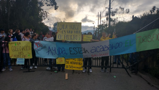 Hacen plantón en Gallinazo (Villamaría) para solicitar reparaciones en la vía a la vereda