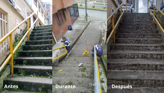 Las escalas verdes recuperan su color y seguridad en barrio de Manizales 
