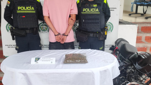 Adulto y menor transportaban 408 gramos de marihuana en el Oriente de Caldas