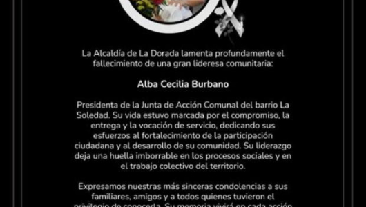 En el oriente de Caldas lamentan la muerte de la presidenta de la Junta de Acción Comunal de reconocido barrio
