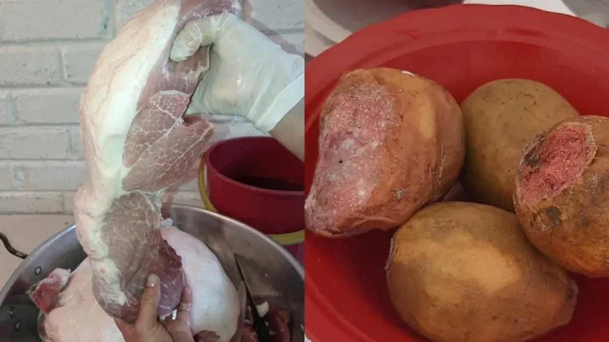 La carne, según la queja, tiene más cebo que carne. Esto lo denunciaron en un colegio rural de Neira. Guayabas en mal estado, otra denuncia.