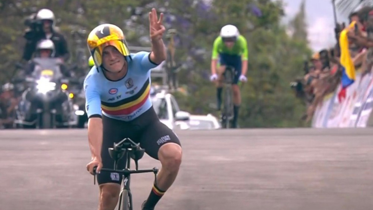 El belga Remco Evenepoel encadenó en Ruanda su tercer oro mundialista consecutivo en contrarreloj individual