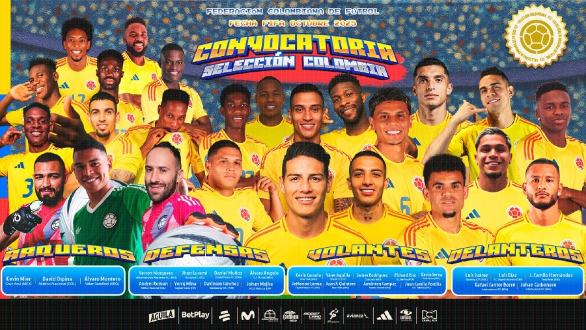 La lista de jugadores convocados de la Selección Colombia para amistosos frente a México y Canadá