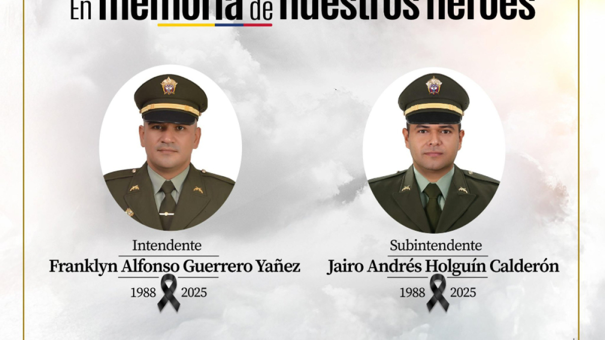 Franklin Guerrero y Jairo Holguín, los policías asesinados cuando se movilizaban en su motocicleta.