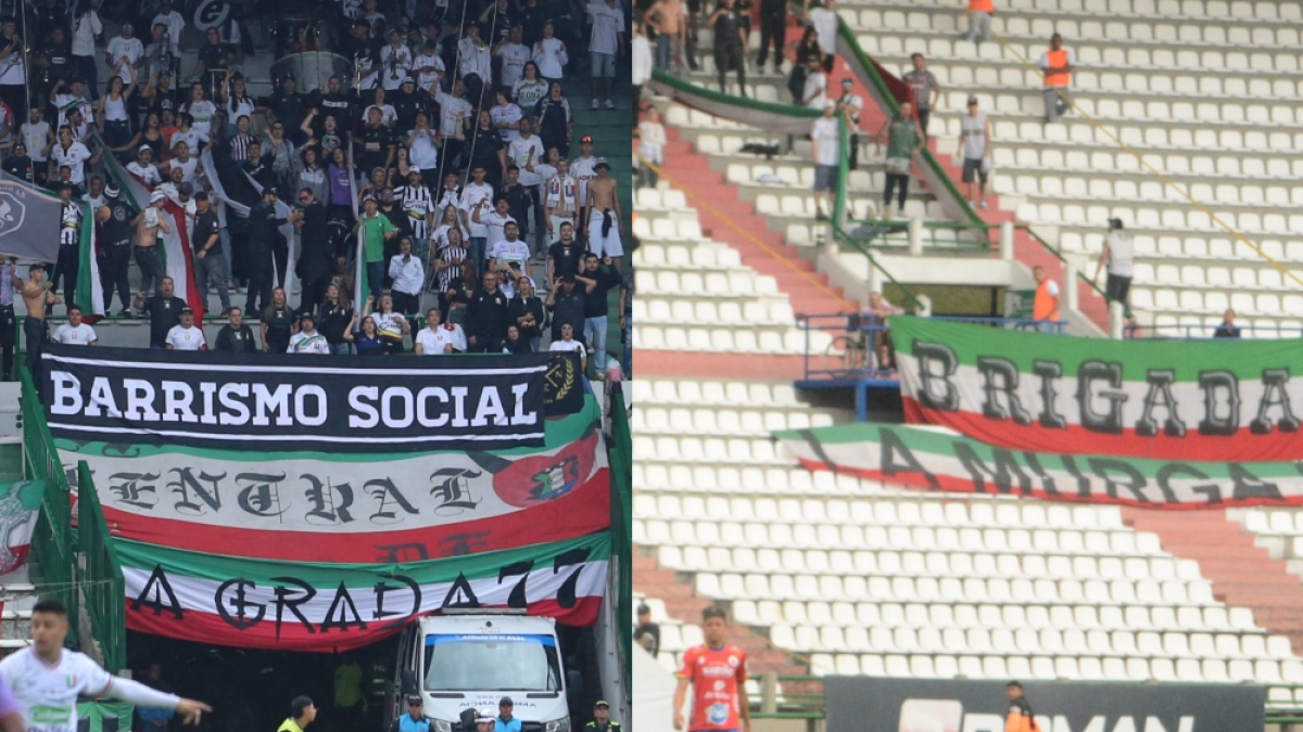 Holocausto Norte y Brigada Once en un partido del Once Caldas en el estadio Palogrande.