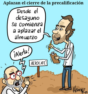 Caricatura 30 de mayo del 2025: aplazan el cierre de precalificación de Aerocafé