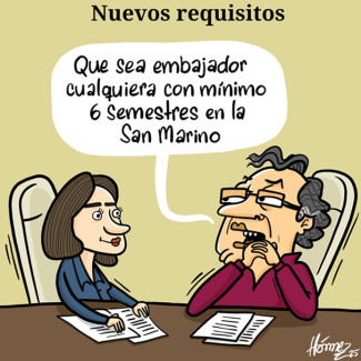 Caricatura: 20 de junio del 2025: nuevos requisitos para diplomáticos colombianos