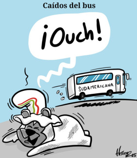 Caricatura 26 de septiembre del 2025: Once Caldas, caído del bus de la Copa Sudamericana