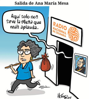 Caricatura 18 de noviembre del 2025: Salida de Ana María Mesa de Radio Nacional de Colombia en Manizales