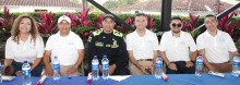 En la mesa principal del evento: Luz Verónica Marín, Nelson Mauricio Quintero, Intendente Marlon Betancur, Uriel Hernando Bernal, Héctor Andrés Abadía y Rafael Alberto Castillo.