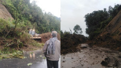 Vía Manizales-Fresno, con paso a un carril en el sector de Mesones