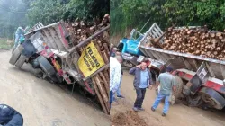 Camión que transportaba madera se volcó en la vía Pácora-Aguadas
